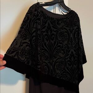 Xscape Black Velvet Patterned Poncho